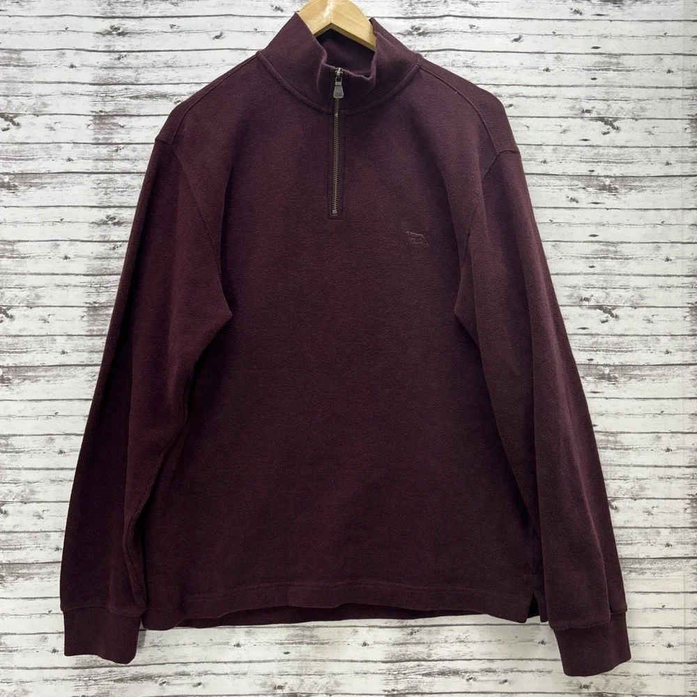 Rodd & Gunn Maroon Long Sleeve 1/4 Quarter Zip Men's Size Medium 100% Cotton